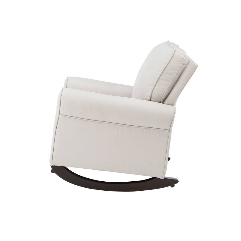 Beige Fabric Rocking Chair Constructed of solid hardwood,Beautifully designed with wide seat and armrest