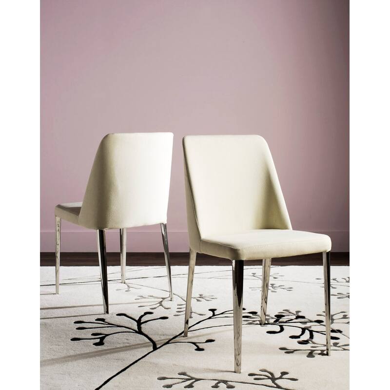 SAFAVIEH Haruko Mid Century Dining White Dining Chair (Set of 2) - 22.5" x 17.8" x 34.8" - 23Wx18Dx35H