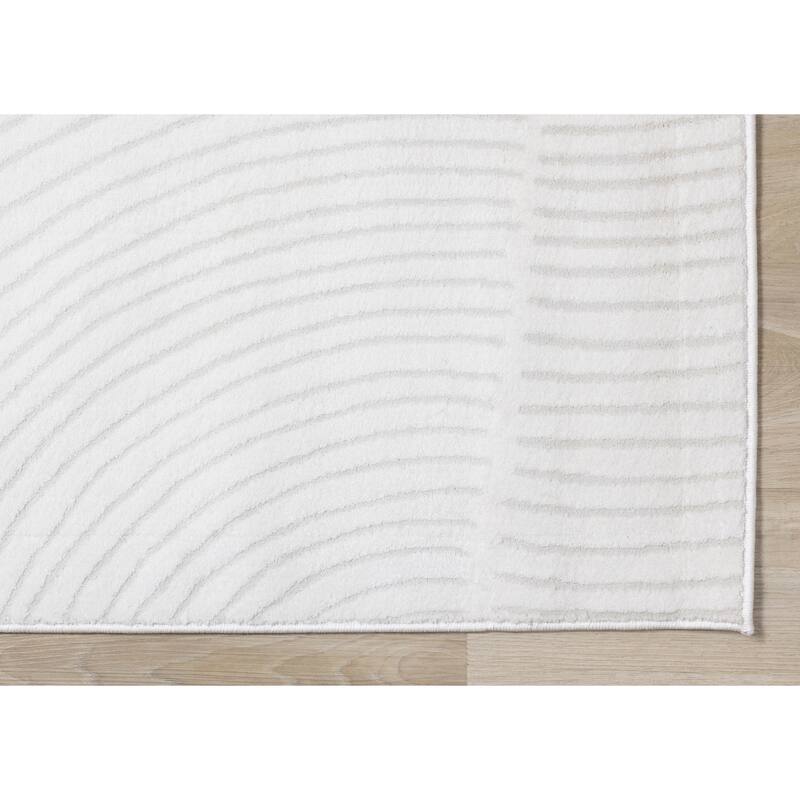 Neutral Swirls Modern Rug in Light Cream