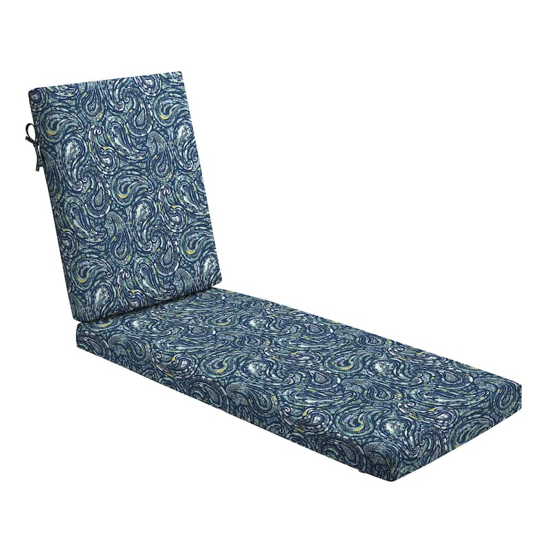 ARDEN Foam Outdoor Chaise Lounge Cushion, 21 x 72 - Sapphire Blue Ridge Paisley