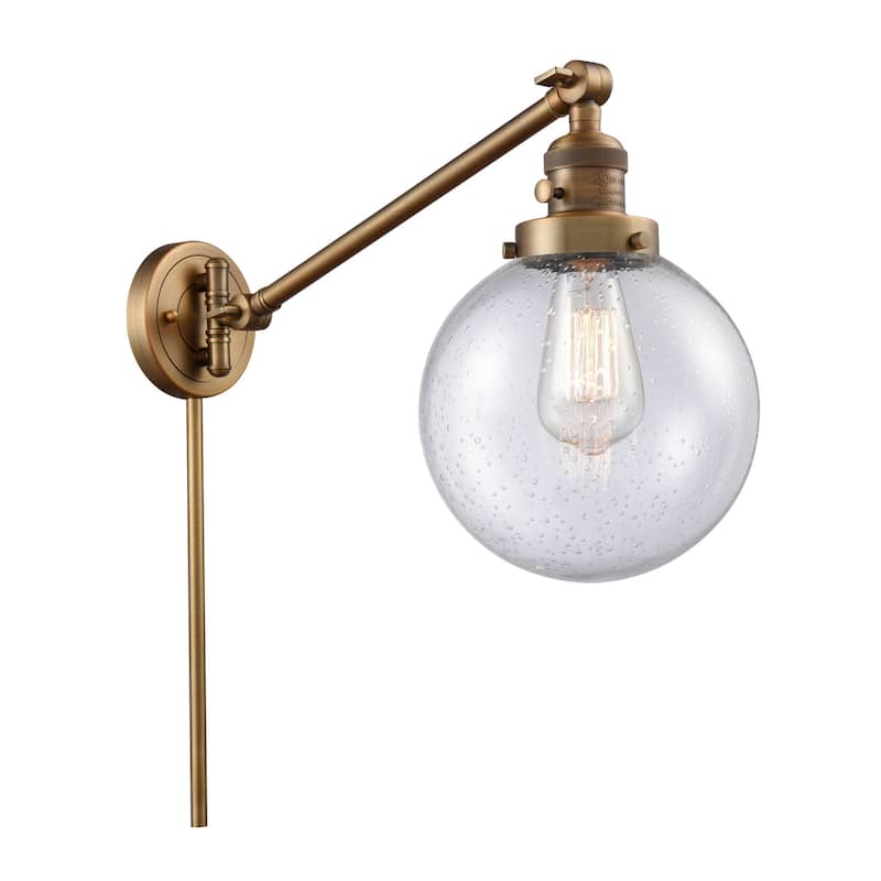 Innovations Lighting Beacon Single Light 8" Wide Wall Sconce / Pendant - Brushed Brass / Seedy