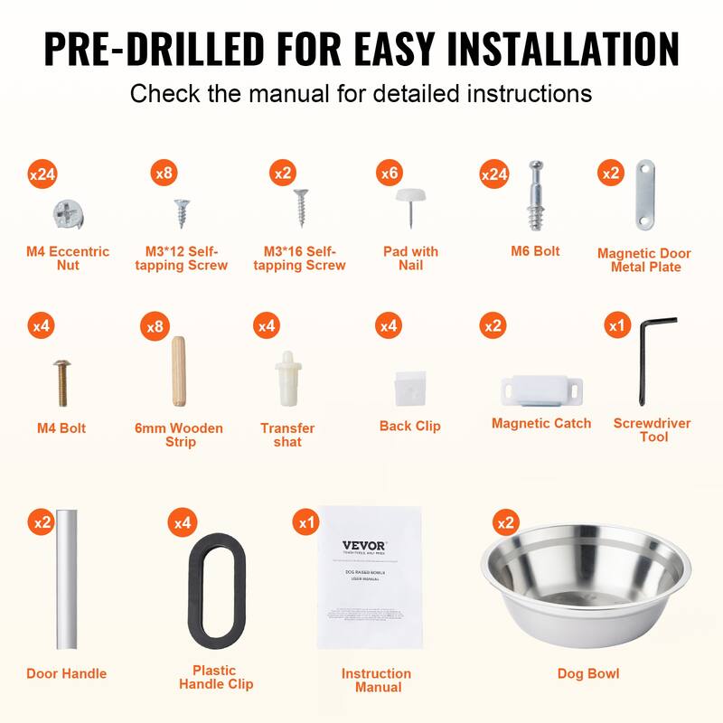 Pet Feeding Station with 2 Stainless Steel Bowls, Elevated Dog Bowls with Storage, Dog Food Storage and Feeder Station