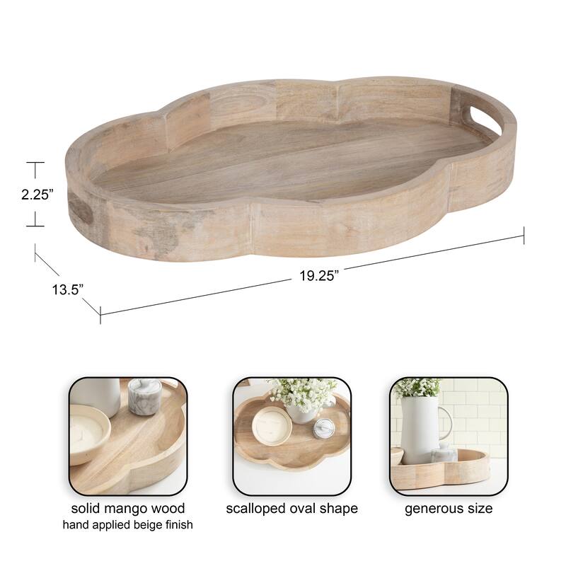 Kate and Laurel Winstead Scallop Decorative Tray - 20x14