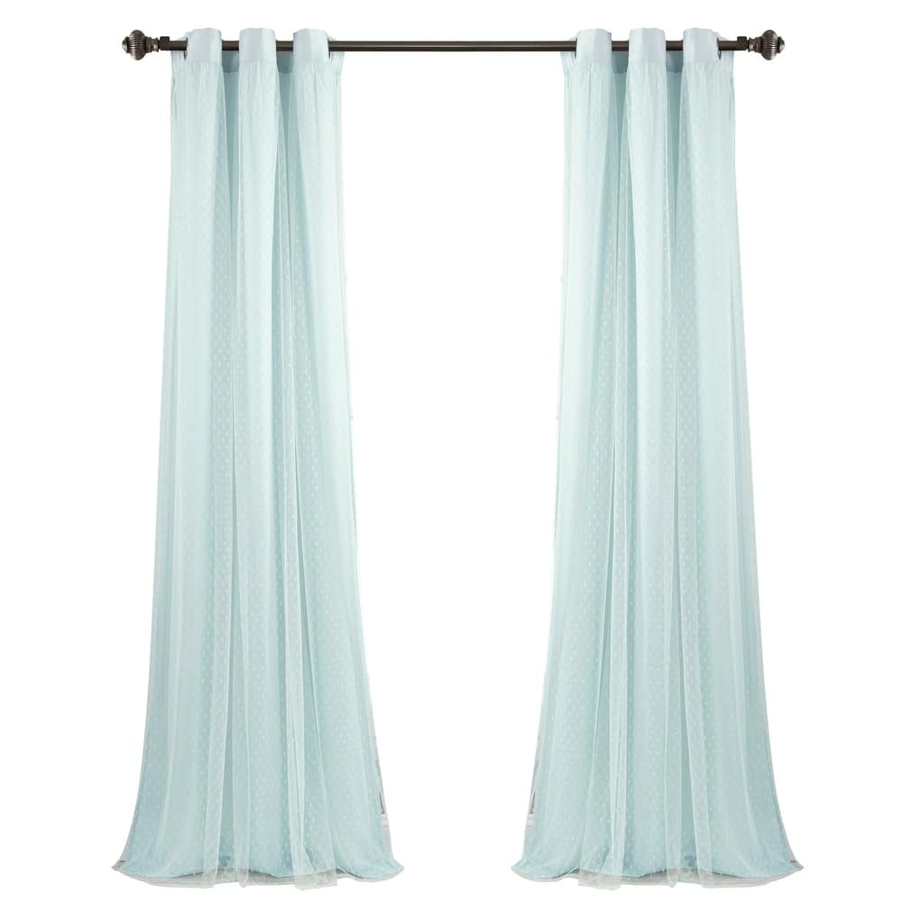 Lush Decor Cottage Polka Dot Sheer Window Curtain Panels Including Tieback Set