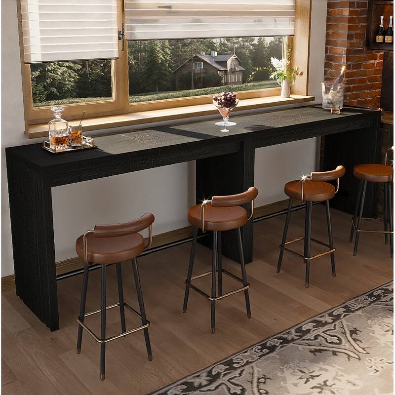 63 Inch Bar Table with Footrest for Kitchen, Dining Room, Living Room, Bistro - 63" L x 19.69" W x 35.43" H