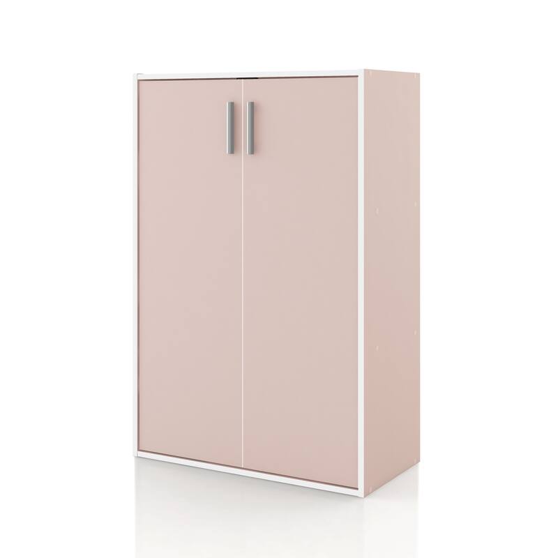 DH BASIC Modern Wood Customizable Stackable Storage Organizer - Cube Shelves, Drawer Cabinet, Bookcase with Doors by Denhour - Cabinet (doors) - Light Pink