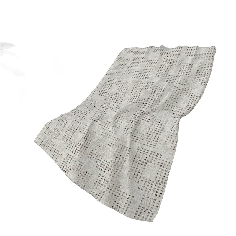 HomeRoots 50" X 70" Beige And Charcoal Geometric Polyester Woven Plush Throw Blanket