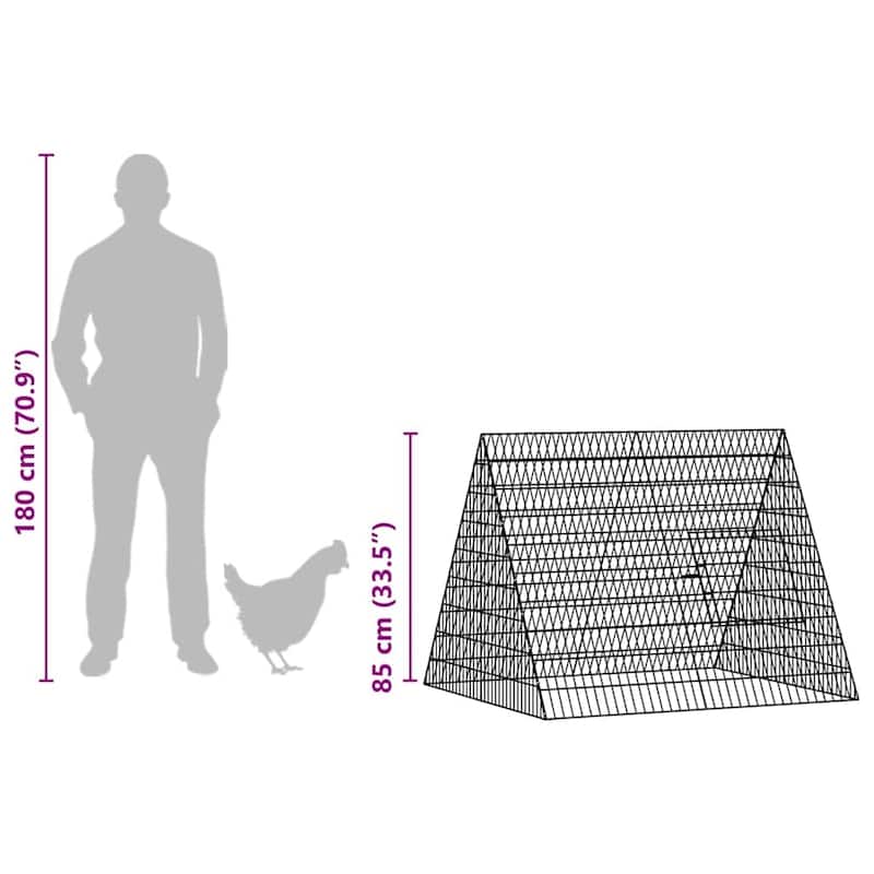 vidaXL Chicken Cage Silver in Galvanised Steel