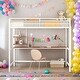preview thumbnail 2 of 10, Full Metal Loft Bed with Desk and Shelve, White,Modern Kids Loft Bed
