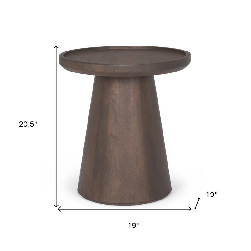 HomeRoots 19" Dark Brown Solid Wood Tray Table - 19.00 in. x 20.50 in. x 19.00 in.