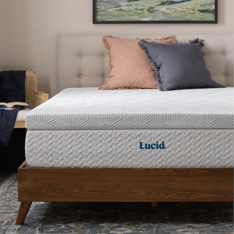 Lucid Bamboo Charcoal and Gel Memory Foam Covered Mattress Topper 2,3,4 inch - N/A