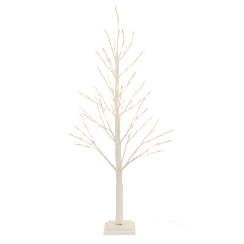 LED Lighted Glittered Christmas Twig Tree - 4' - White
