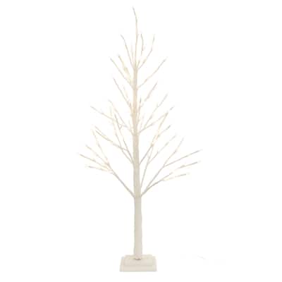 LED Lighted Glittered Christmas Twig Tree - 4' - White