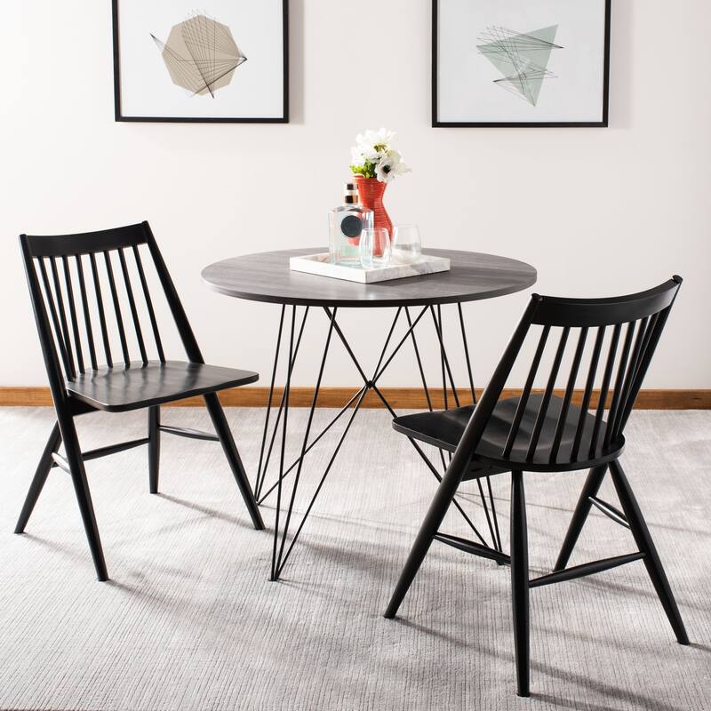 SAFAVIEH Orelia 19 Inch Black Spindle Dining Chair (Set of 2) - 21Wx22Dx34H