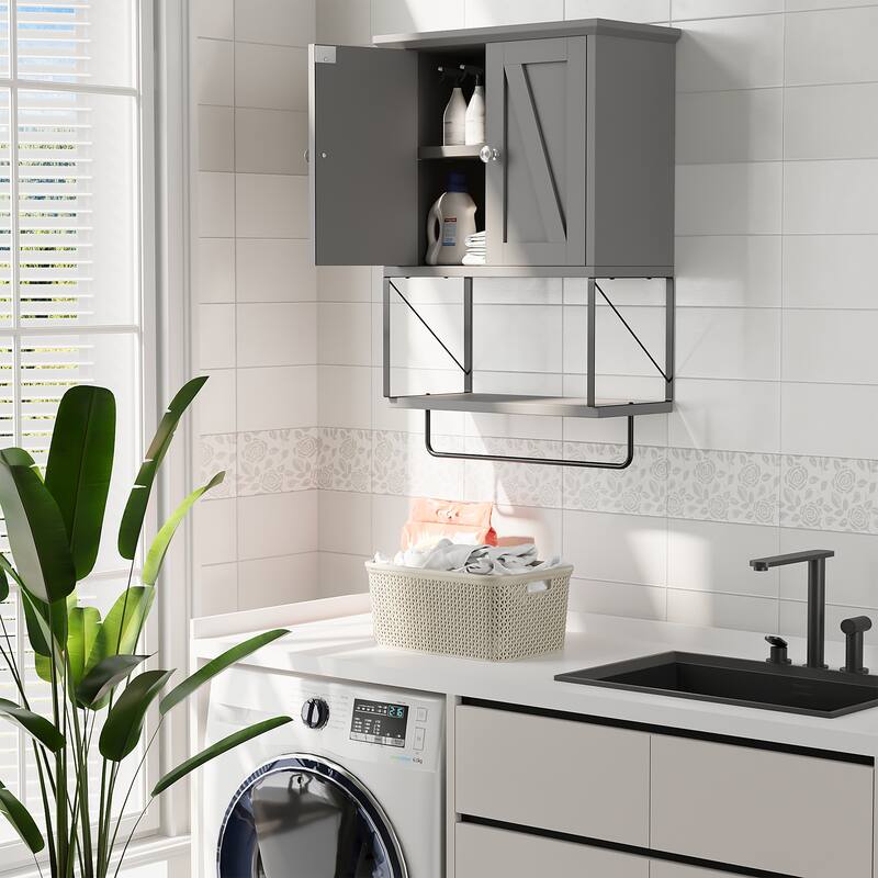 Futzca Bathroom Wall Cabinet with Towels Bar, Storage Medicine Cabinet