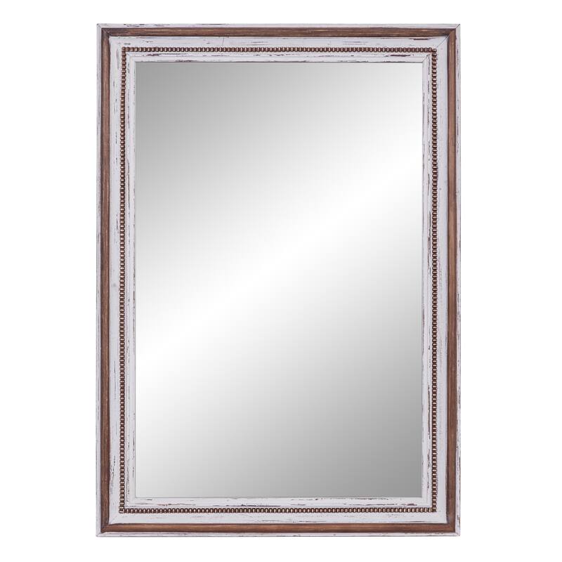 Wood Wall Mirror with Beading Accents - Brown - Roche River Decor - Brown