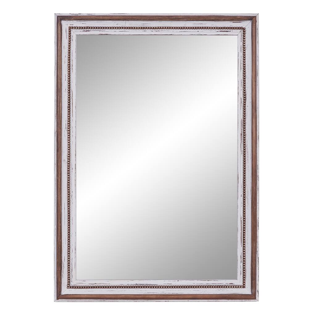 Wood Wall Mirror with Beading Accents - Brown - Roche River Decor