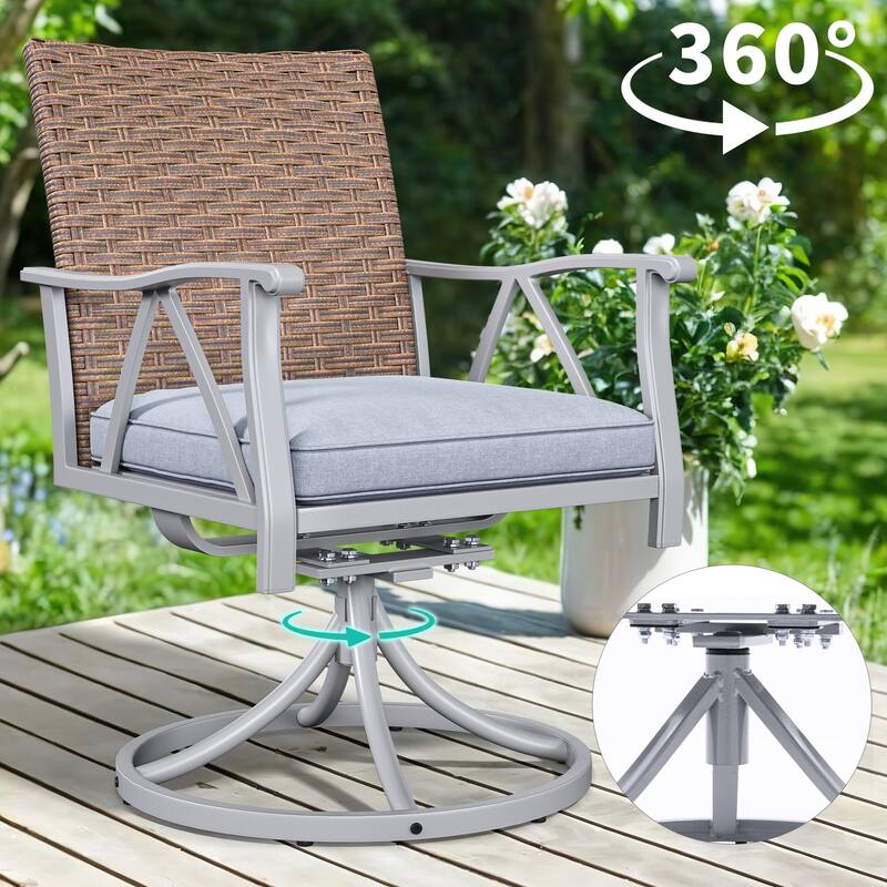 Moasis 7-Piece Gray Patio Dining Set with 2 Rocking Chair - 7Pcs