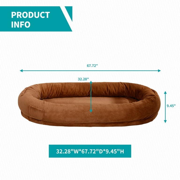 Mixoy Human Dog Bed Giant Dog Bean Bag Floor Nap Bed Light Grey Twin