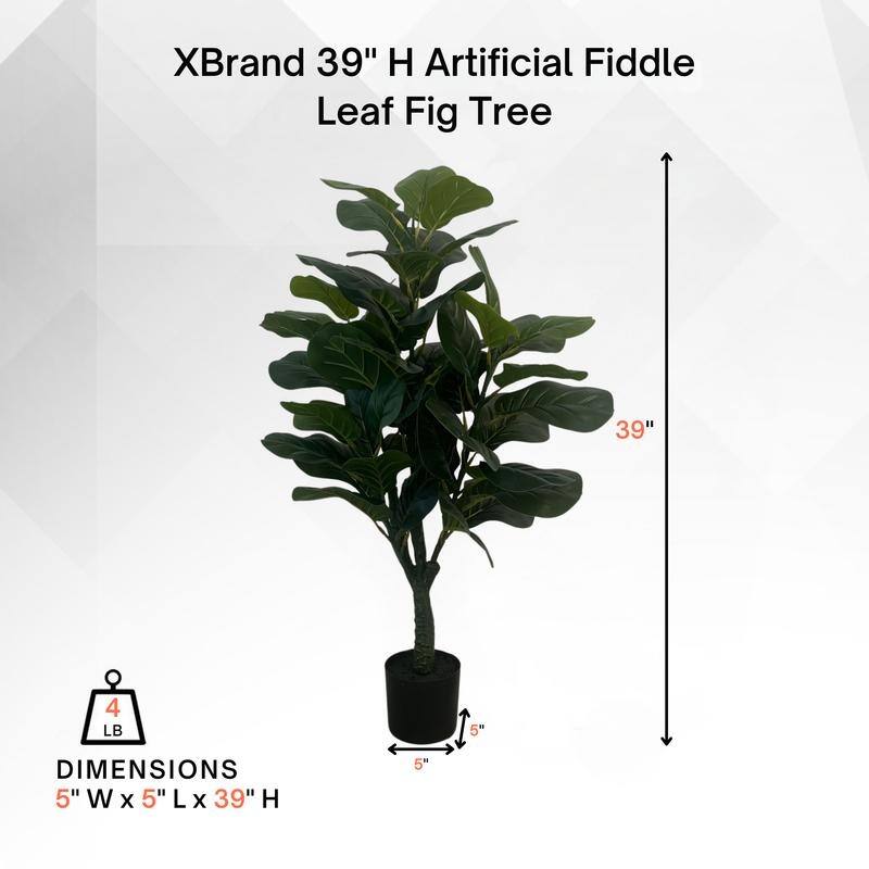 XBrand 39.4" Artificial Fiddle Leaf Fig Tree - Realistic Faux Indoor Plant, Adjustable Branches, Maintenance-Free
