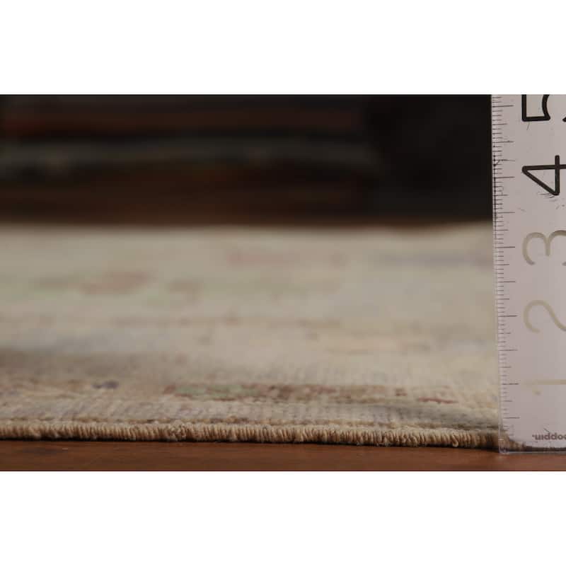 Hand Knotted Oriental 100% Wool Carpet Transitional All-Over Beige & Ivories Oushak Area Rug - 9' 10'' X 8' 2''