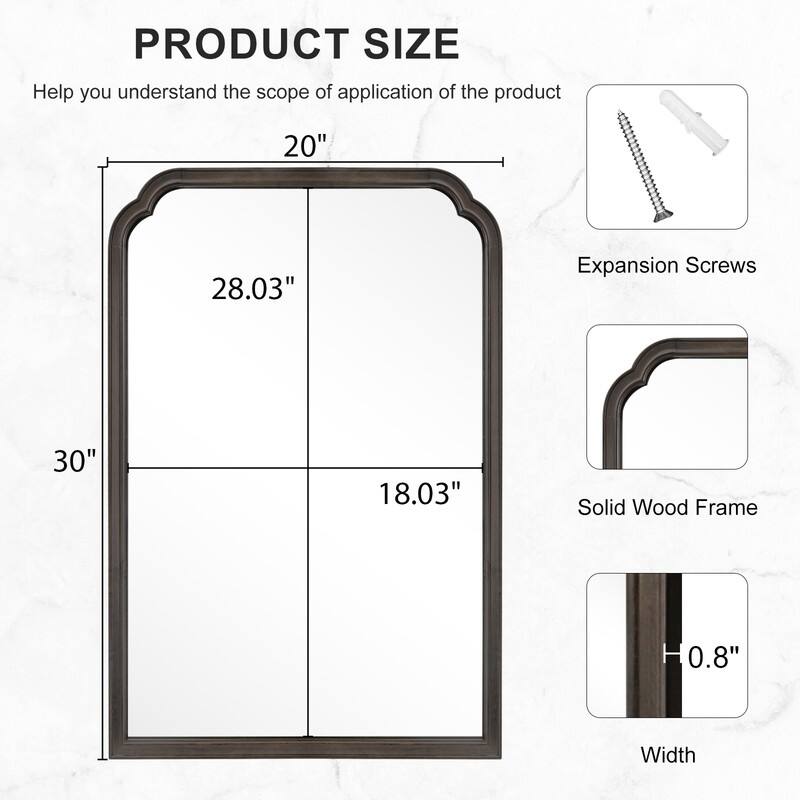 Top Corner Scalloped Rectangle Decorative Farmhouse Wall Mirror