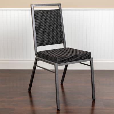2 Pack Square Back Stacking Banquet Chair with Silvervein Frame