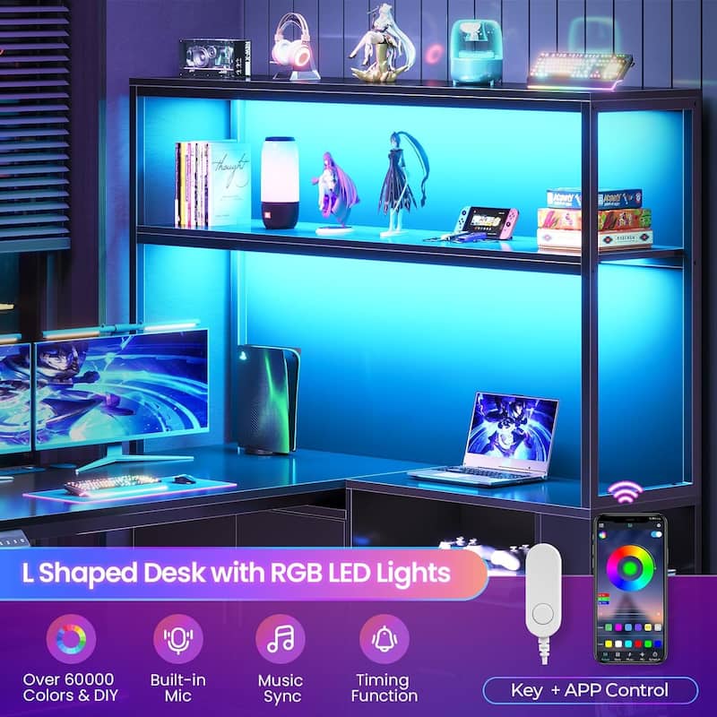 L Shaped Stand or Sit Computer Desk Adjustable Height Electric Desk Drawer Bookshelf