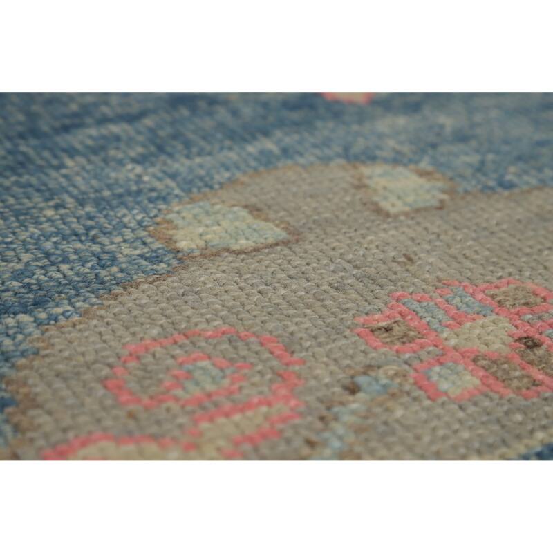 Hand Knotted Oriental 100% Wool Carpet Transitional Geometric Navy Blue & Blues Oushak Area Rug - 10' 7'' X 7' 11''