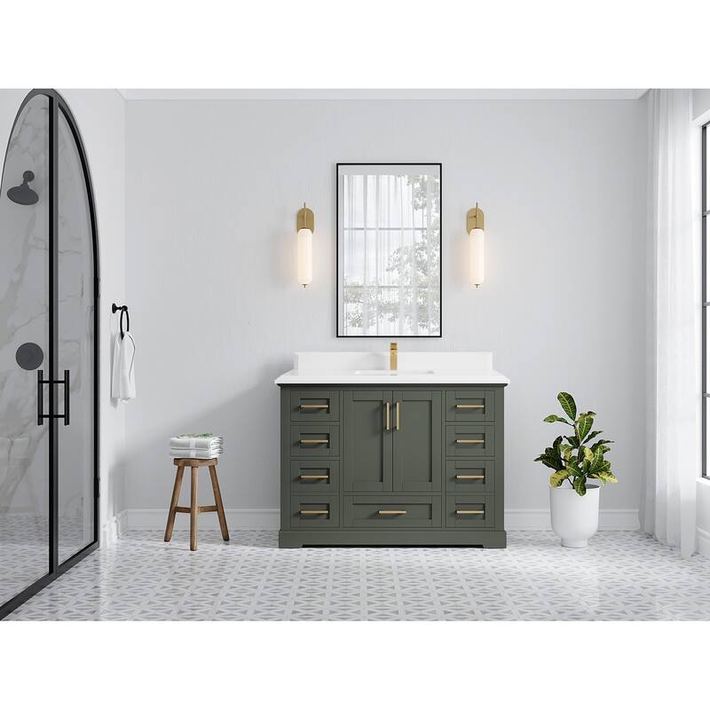 Willow Collection 48 in W x 22 in D x 36 in H Boston Single Bowl Sink Bathroom Vanity with Countertop