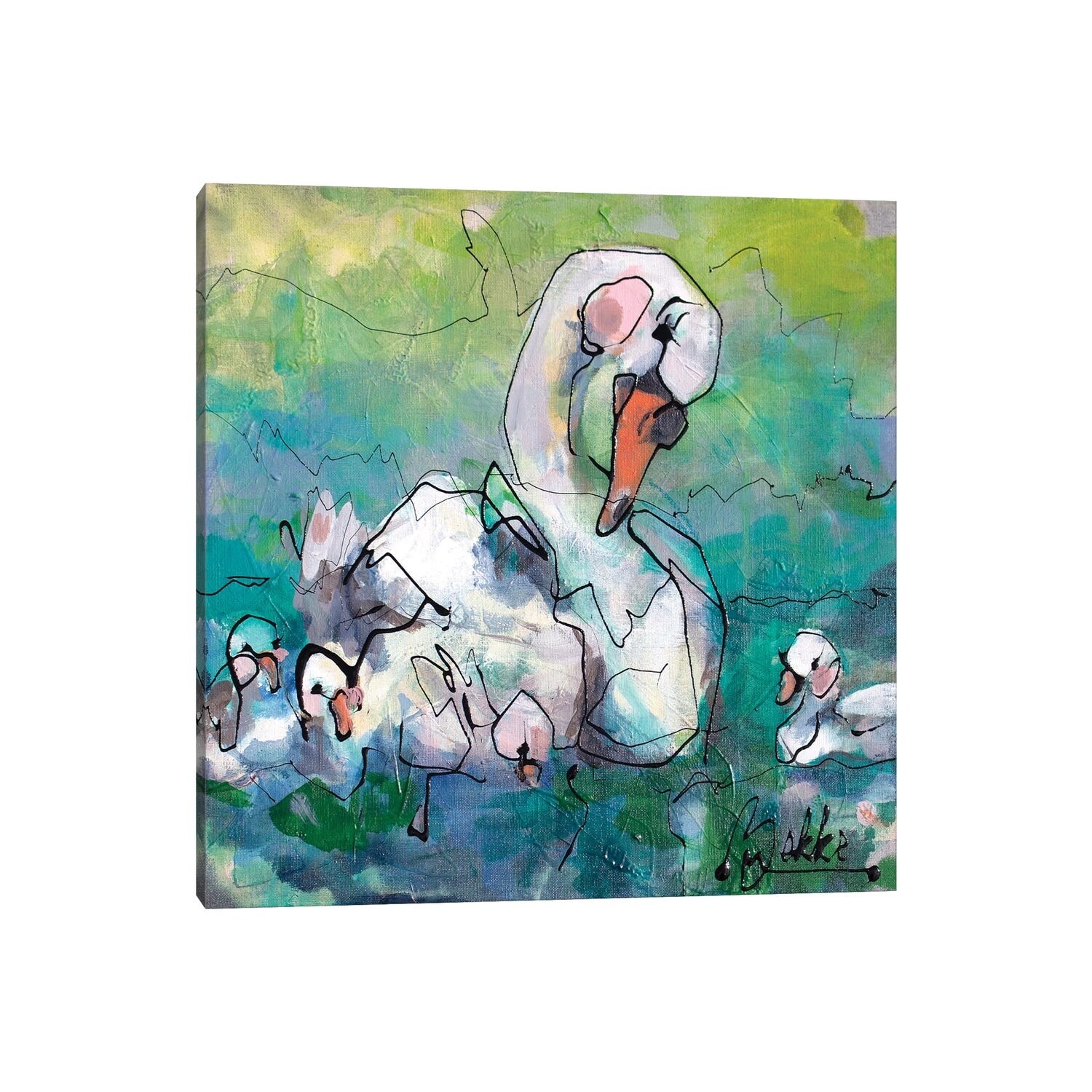 iCanvas "Swan Fam" by Marieke Bekke Canvas Print