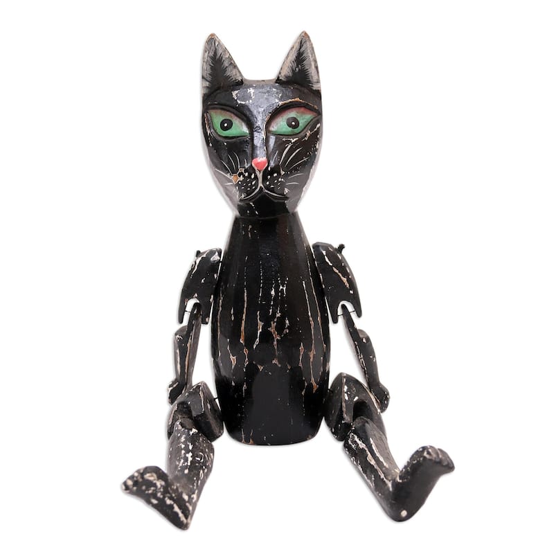 Novica Handmade Nine Lives Wood Statuette