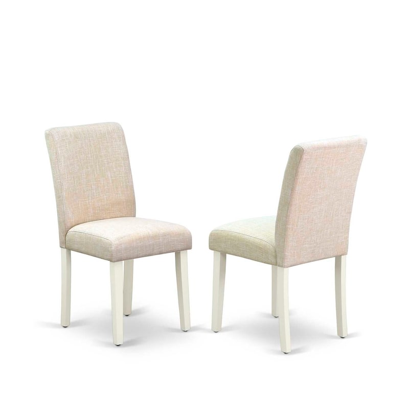 3-Piece Linen White Finish Solid Wood Top-Round Dining Room Set with High Back-Seats 4