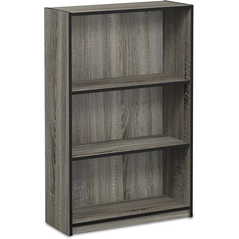 40.3 in. Tall French Oak Gray Wood 3-Shelf Bookcase