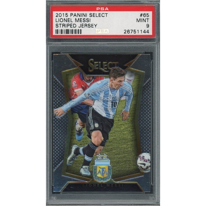 Lionel Messi 2015 Panini Select Soccer Card #65 Graded PSA 9 MINT - 8'6" x 11'6"