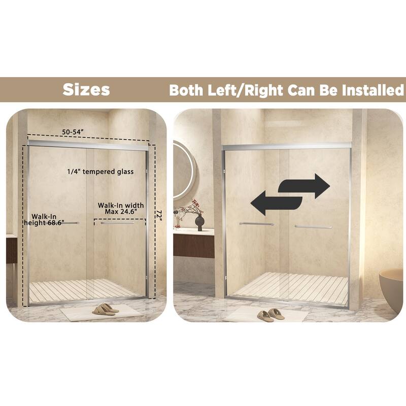 GDFStudio - Landon Modern Double-Sliding Tempered Glass Shower Door Set