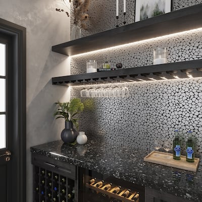 Apollo tile 12" x 12" Avant Garde Polished Pebble Gray Metal Tile (5.17 sq ft/case) - 5 Pack