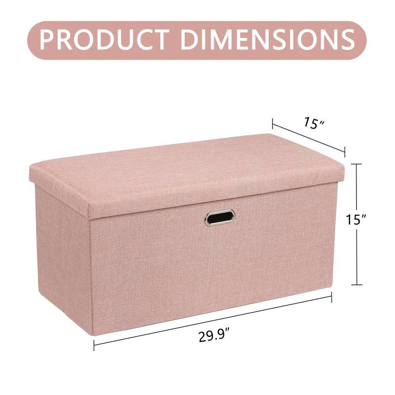 15" Tall Foldable Storage Ottoman Lift-Top Lid & Carry Handle Multi Functional Footrest Shoe Bench Coffee Table for Living Room