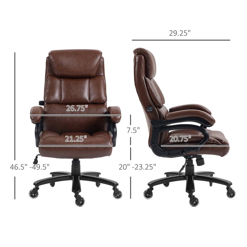 PU Leather Office Chair for Big and Tall - 400 lb Capacity, Extra Wide Seating, Pocket Spring System, Height Adjustable