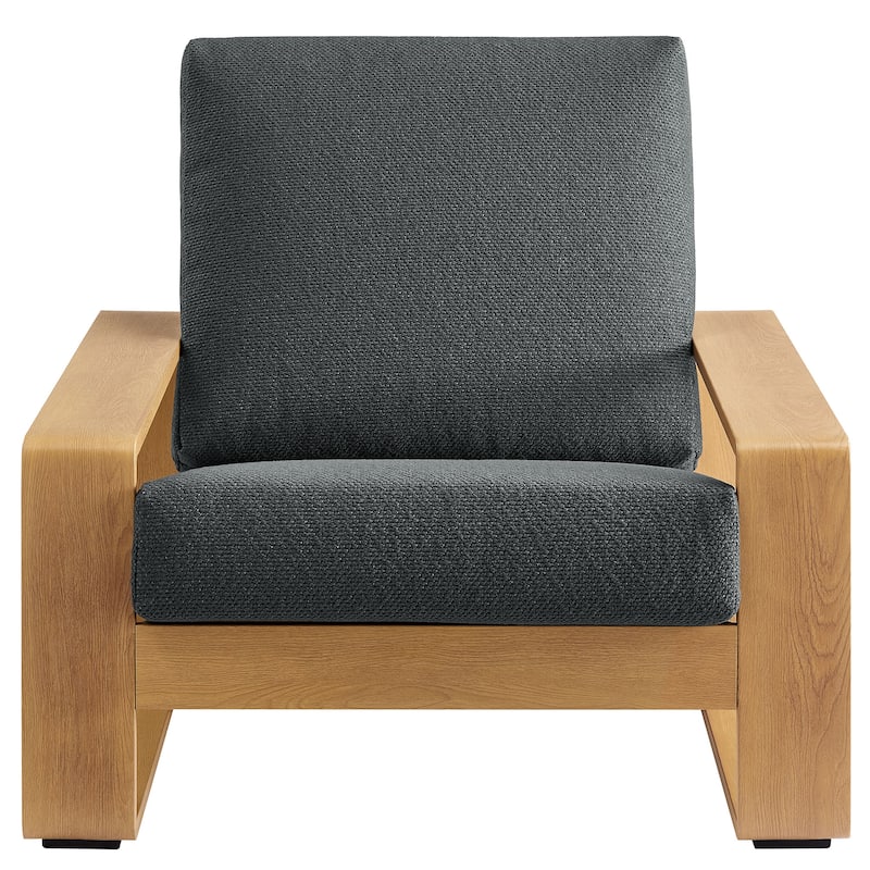 Lirienne Outdoor Patio Aluminum Faux Wood Armchairs Set of 2