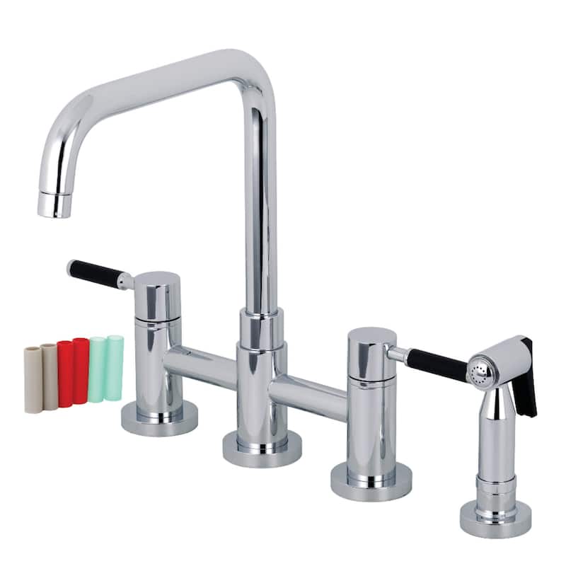 Kingston Brass Concord 1.8 GPM Widespread Bridge Kitchen Faucet - - Polished Chrome