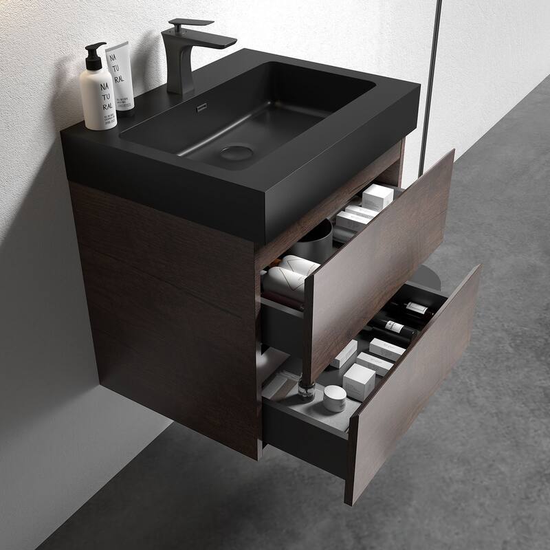 GDFStudio - Ethan Modern Integrated Quartz Bathroom Basin with Minimalist Architecture