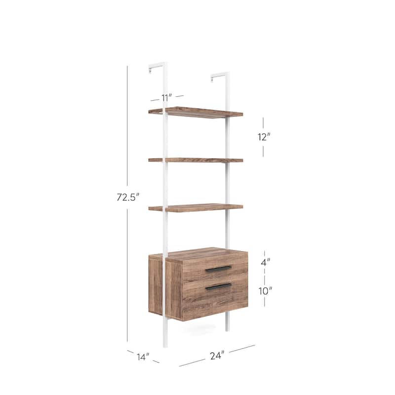 Nathan James Theo Open Shelf Industrial Bookcase with Drawers or Cabinets