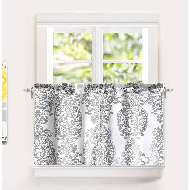 The Curated Nomad Alameda Damask Print Room Darkening Kitchen Tier Pair