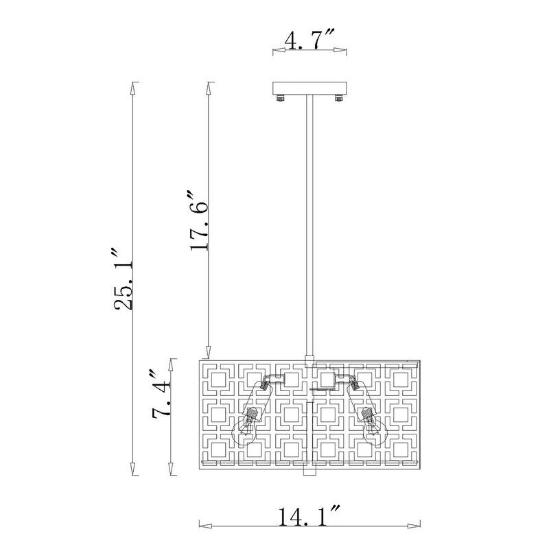 Lewis Matte Gold 3-Light Metal/Fabric Geometric Pattern Drum Shade Chandelier