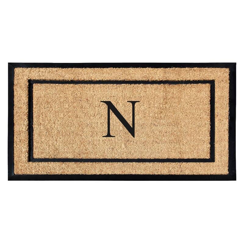 A1HC Natural Coir Monogrammed Door Mat for Front Door, Durable Large Outdoor Rug, Heavy Duty Welcome Doormat - 24" X 48"