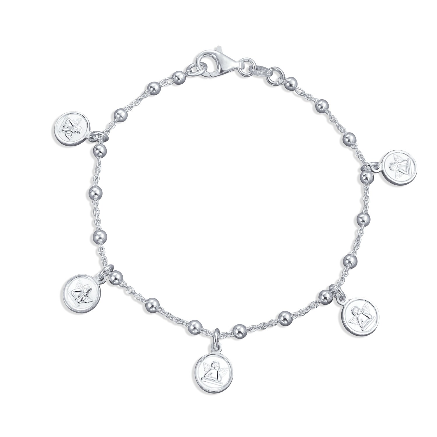 Shop Angels Cherubs Dangle Round Disc Multi Charm Bracelet Sterling Silver Overstock 30086059