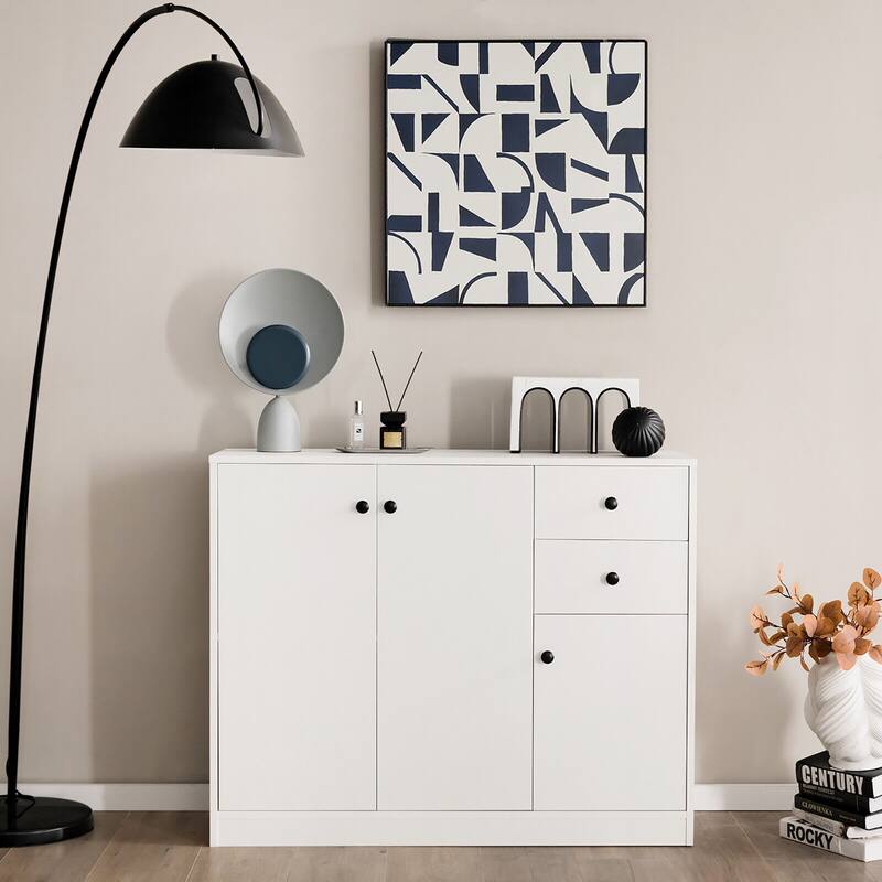 Gymax Buffet Cabinet Kitchen Buffet Sideboard w/ 3 Doors & 2 Drawers &