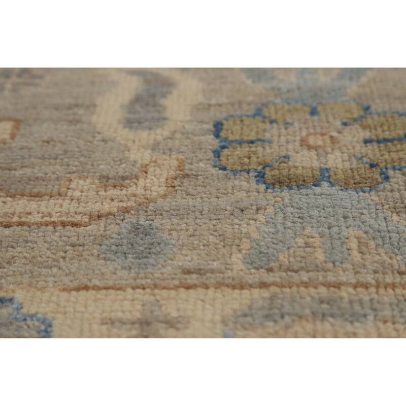 Hand Knotted Oriental 100% Wool Carpet Transitional All-Over Greys & Charcoal Oushak Area Rug - 11' 9'' X 9' 2''