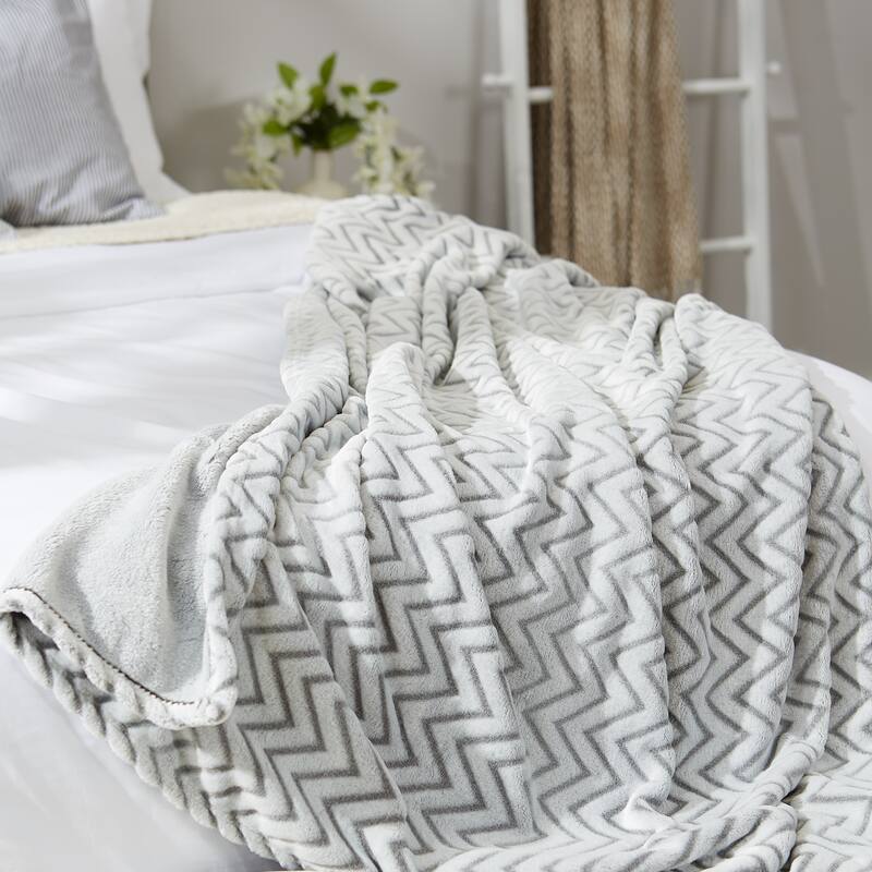 DII Gray Chevron Plush Throw